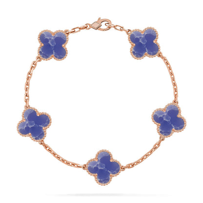 [Limara]LUCKY CLOVER 5-MOTIF BRACELET - BLUE LARIMAR COLLECTION