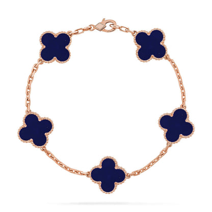 [Limara]LUCKY CLOVER 5-MOTIF BRACELET - LAPIS LAZULI COLLECTION