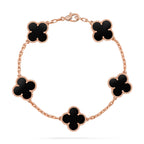 [Limara]LUCKY CLOVER 5モチーフブレスレット - BLACK OXNYコレクション