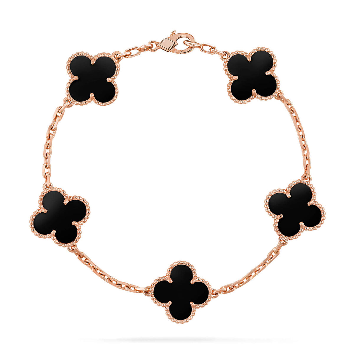[Limara]LUCKY CLOVER 5-MOTIF BRACELET - BLACK OXNY COLLECTION