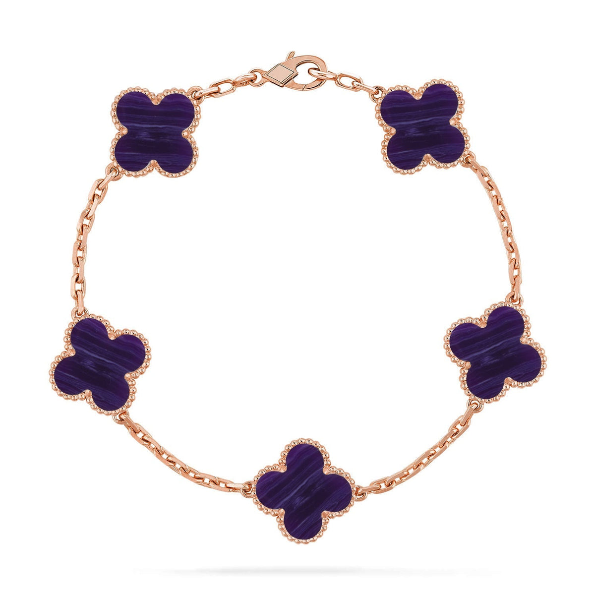 [Limara]LUCKY CLOVER 5-MOTIF BRACELET - CHAROITE COLLECTION