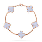 [Limara]LUCKY CLOVER 5-MOTIF BRACELET - PURPLE CHALCEDONY COLLECTION