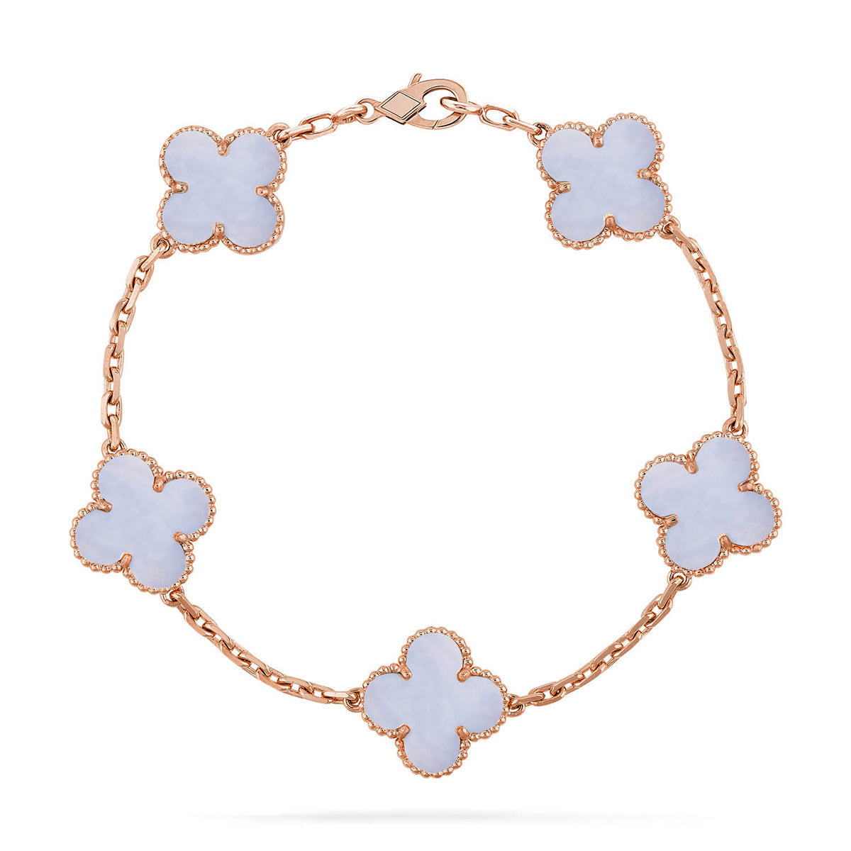 [Limara]LUCKY CLOVER 5-MOTIF BRACELET - PURPLE CHALCEDONY COLLECTION