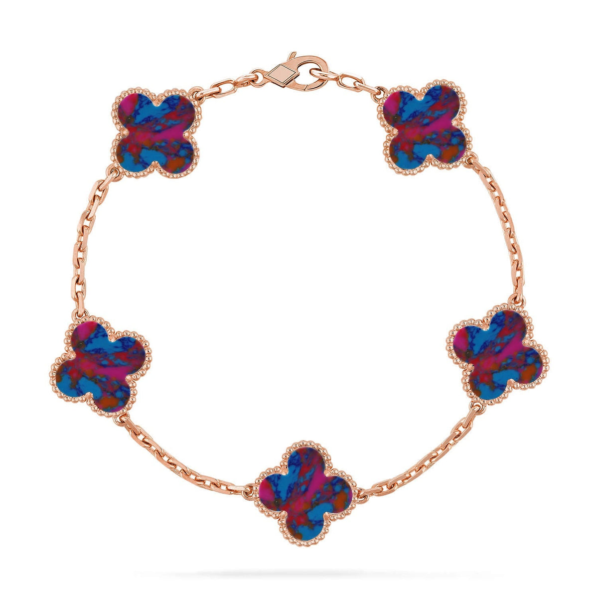 [Limara]LUCKY CLOVER 5-MOTIF BRACELET - MULTI-GEM COLLECTION