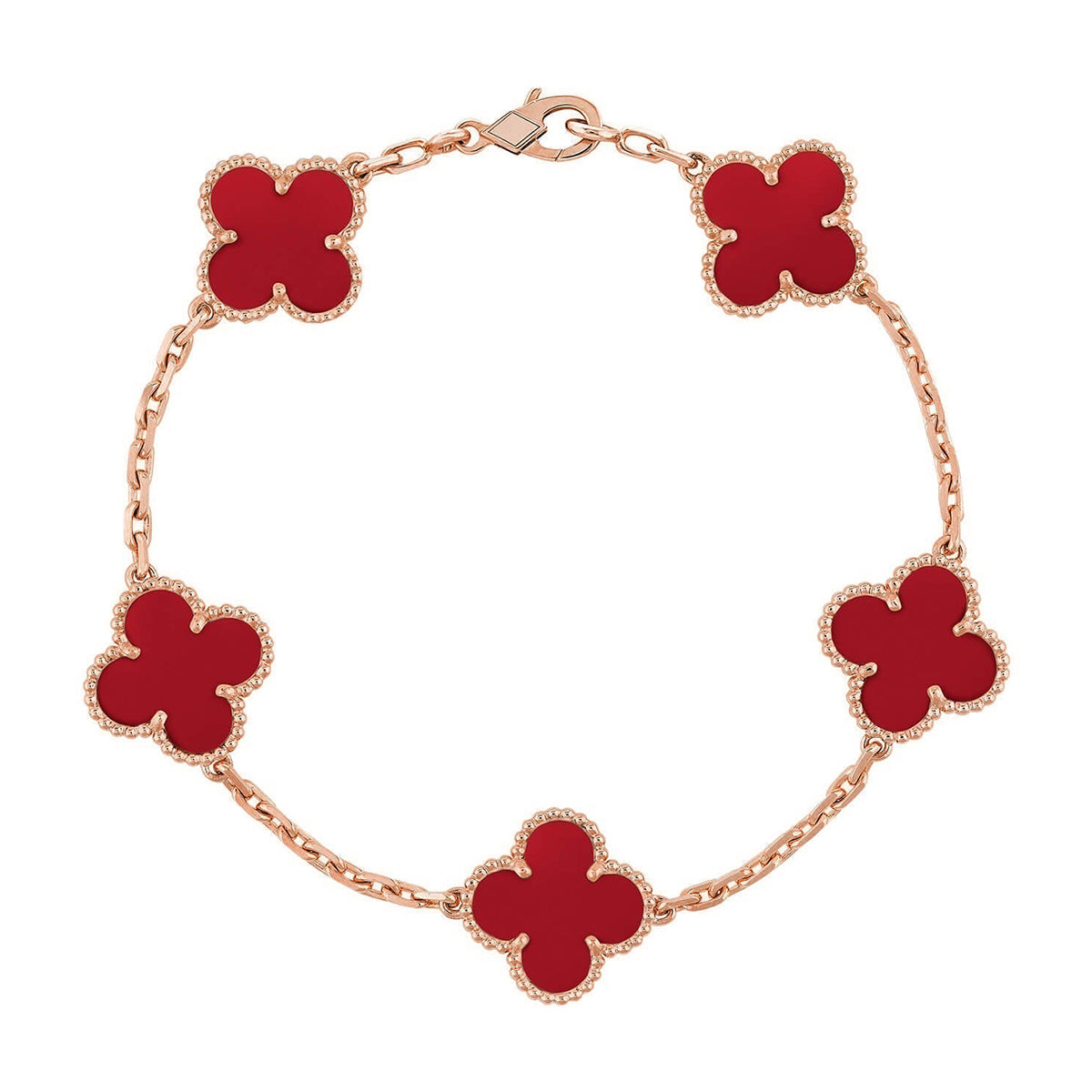[Limara]  CLOVER 5 MOTIF RED CORNELIAN BRACELET COLLECTION