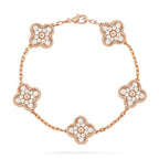 [Limara]LUCKY CLOVER 5-MOTIF BRACELET - FULL-DIAMOND