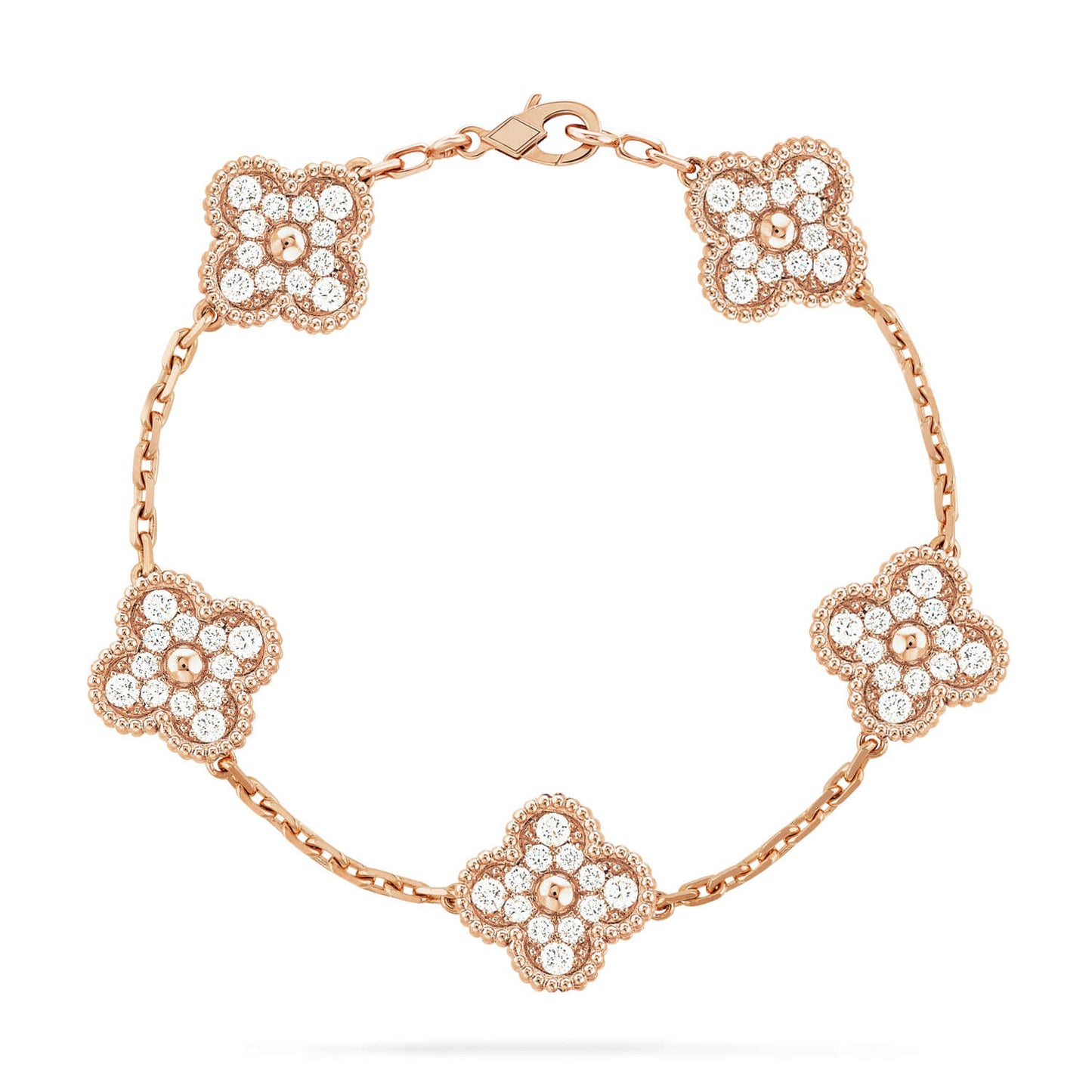 [Limara]LUCKY CLOVER 5-MOTIF BRACELET - FULL-DIAMOND