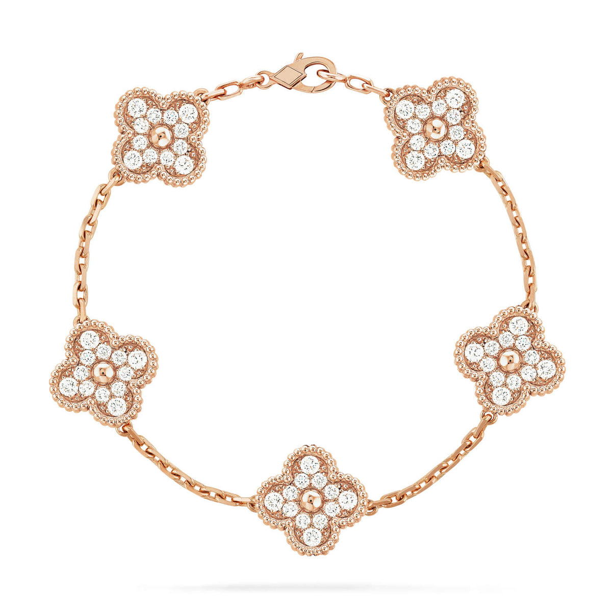 [Limara]LUCKY CLOVER 5-MOTIF BRACELET - FULL-DIAMOND