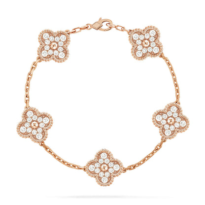 [Limara]LUCKY CLOVER 5-MOTIF BRACELET - FULL-DIAMOND