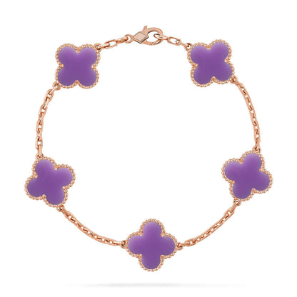 [Limara]LUCKY CLOVER 5-MOTIF BRACELET - LAVENDER COLLECTION