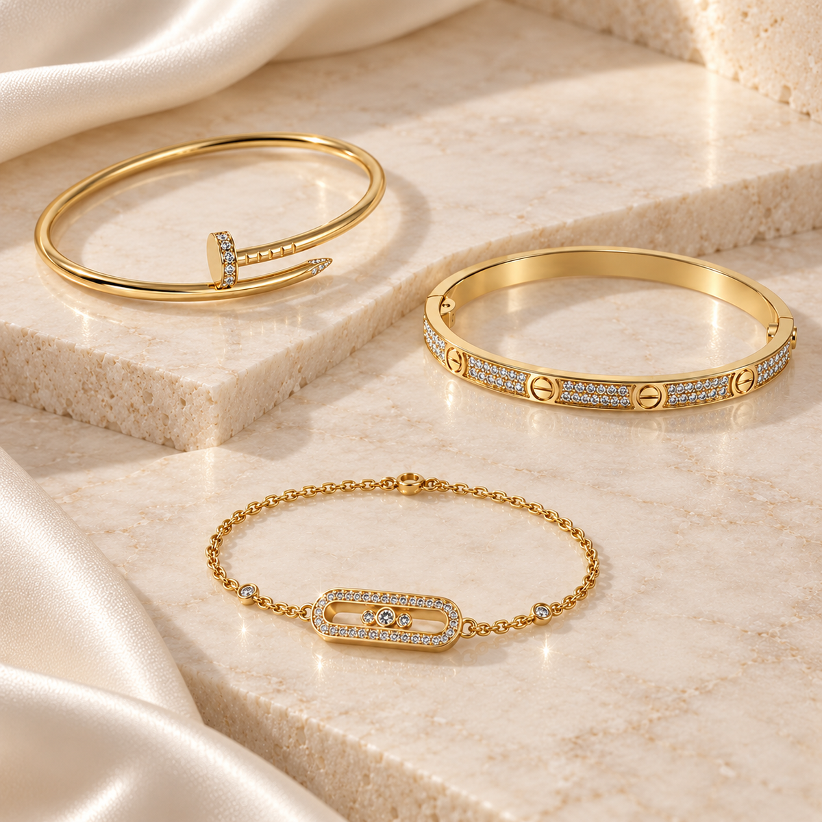 [Limara] LOVE & JUSTE Baby Move Diamond Bracelet Stack Set