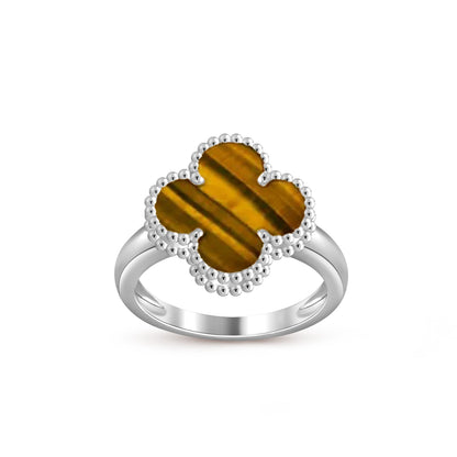 [Limara]LUCKY CLOVER VINTAGE WHITE GOLD RING COLLECTION