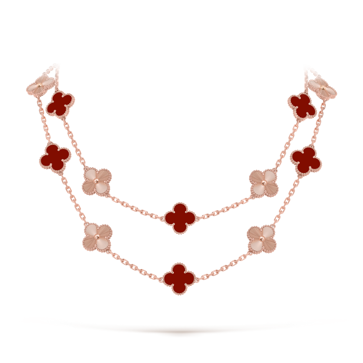 [Limara] CLOVER 20 MOTIFS LASER CARNELIAN NECKLACE