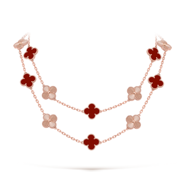 [Limara] CLOVER 20 MOTIFS LASER CARNELIAN NECKLACE