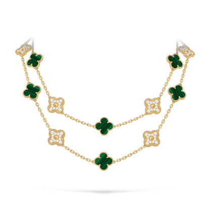 [Limara]CLASSIC 20-MOTIF LUCKY CLOVER LONG NECKLACE GOLD COLLECTION
