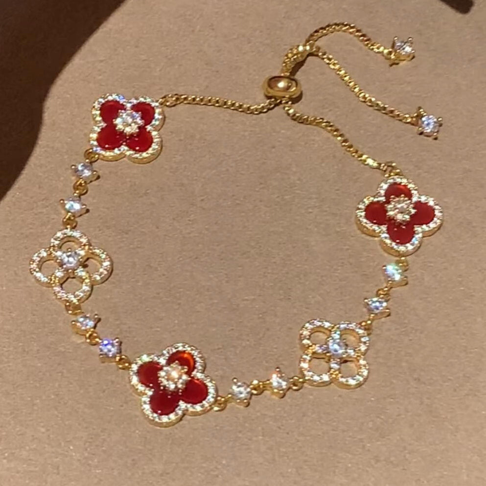 [Limara] CLOVER 5 MOTIF PINK BLUE RED WHITE BRACELET