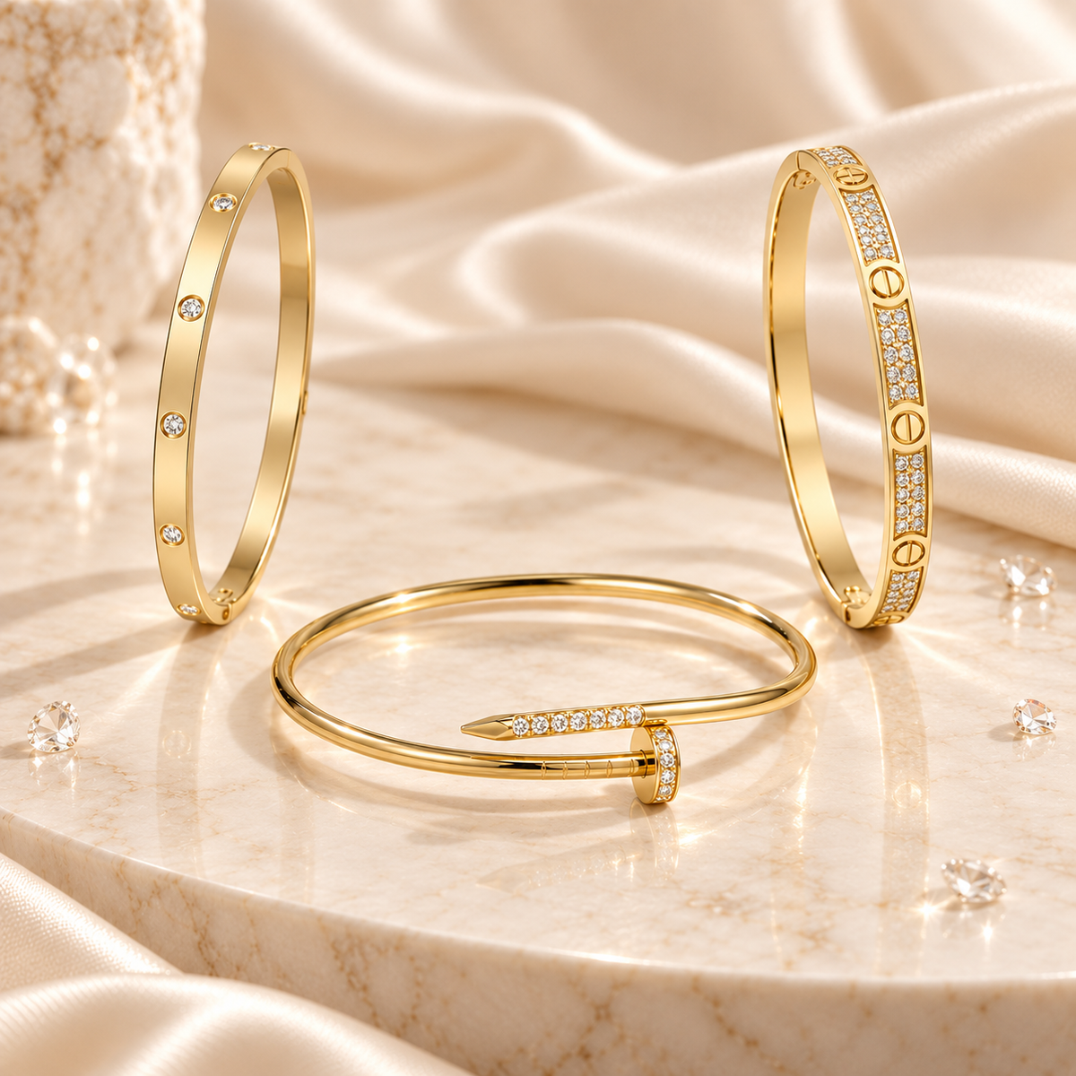 [Limara] JUSTE Diamond & LOVE Diamond Bracelet Stack Set