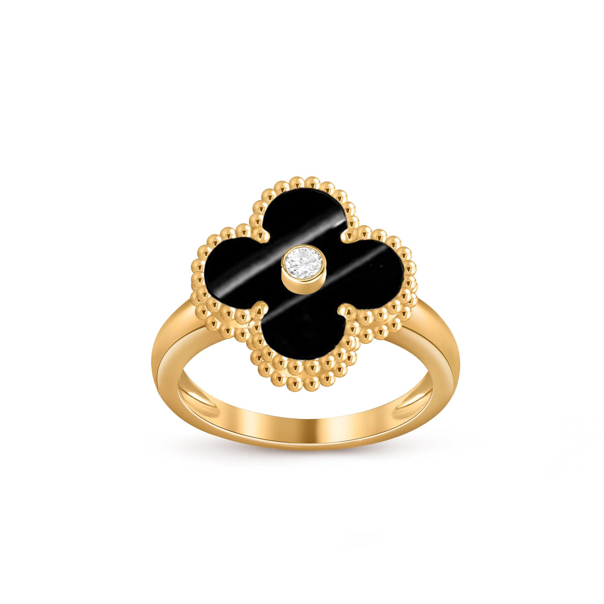[Limara]LUCKY CLOVER DIAMOND-ACCENT GOLD RING COLLECTION