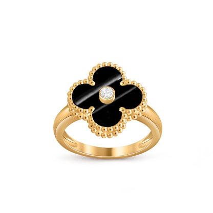 [Limara]LUCKY CLOVER DIAMOND-ACCENT GOLD RING COLLECTION