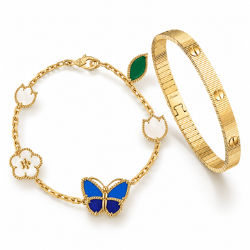 [Limara] Lucky Spring Butterfly 5-Motif & LOVE Unlimited Bracelet Stack Set