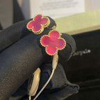 [Limara]NEW CLOVER 15MM PINK ENAMEL STUD EARRINGS