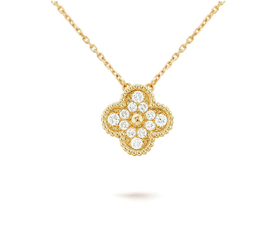 [Limara] CLOVER 15MM DIAMOND SINGLE FLOWER NECKLACE COLLECTION