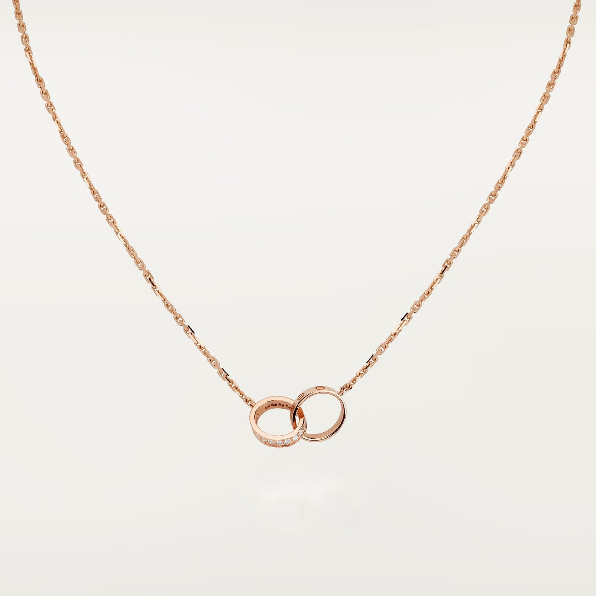 [Limara] LOVE DOUBLE RING HALF DIAMOND NECKLACE
