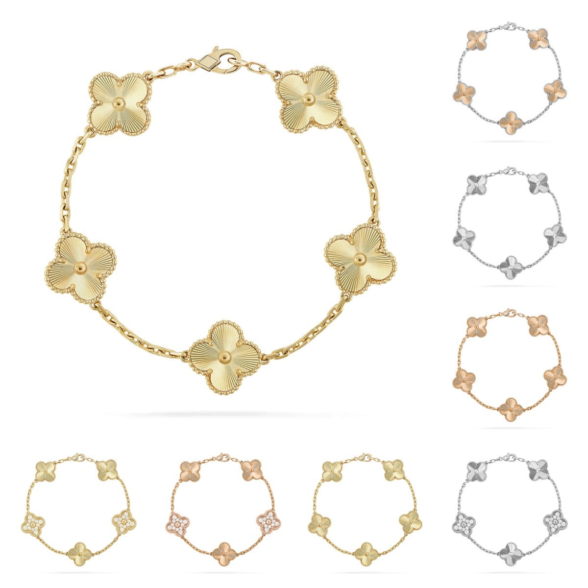 [Limara]LUCKY CLOVER 5-MOTIF BRACELET - LASER COLLECTION