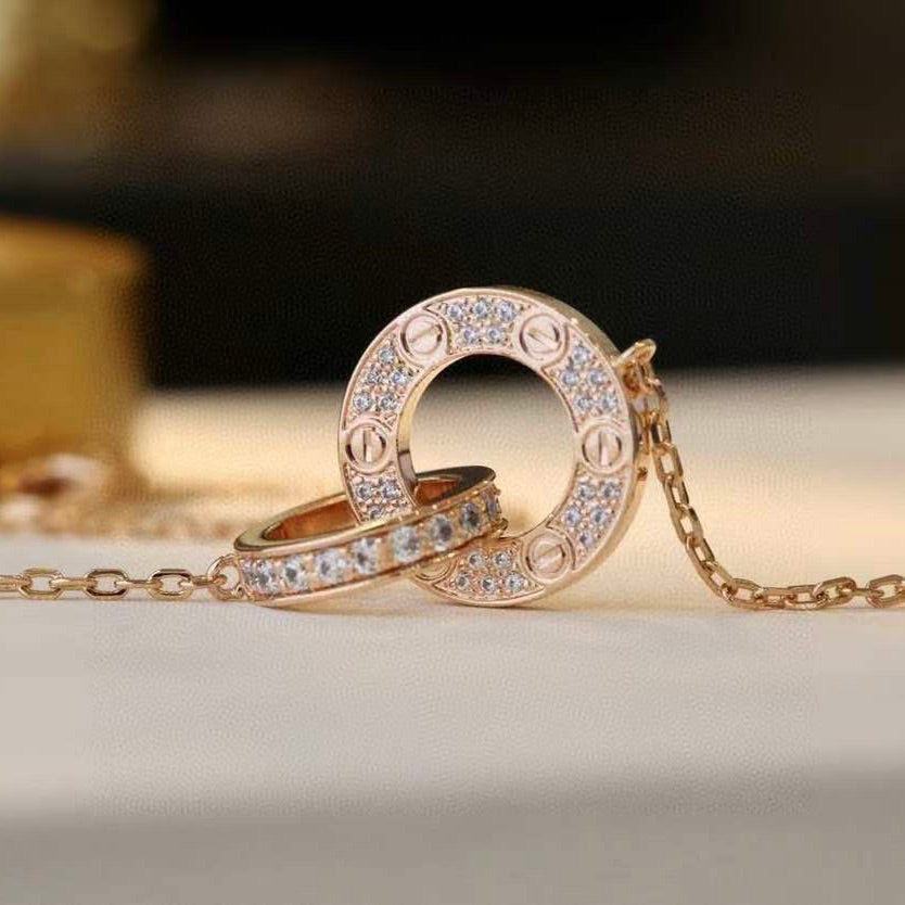 [Limara] LOVE  FULL DIAMOND PENDANT NECKLACE