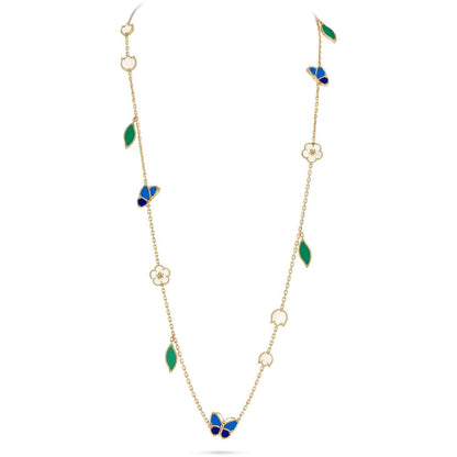 [Limara]LUCKY SPRING BUTTERFLY & FLOWER STATEMENT NECKLACE - 15-MOTIF FLORAL DESIGN