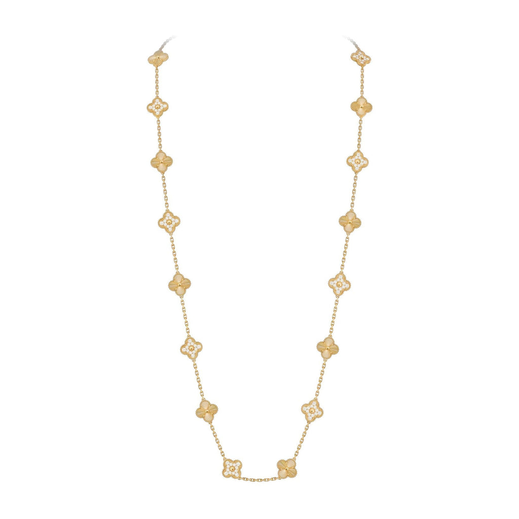 [Limara]CLASSIC 20-MOTIF LUCKY CLOVER LONG NECKLACE GOLD COLLECTION