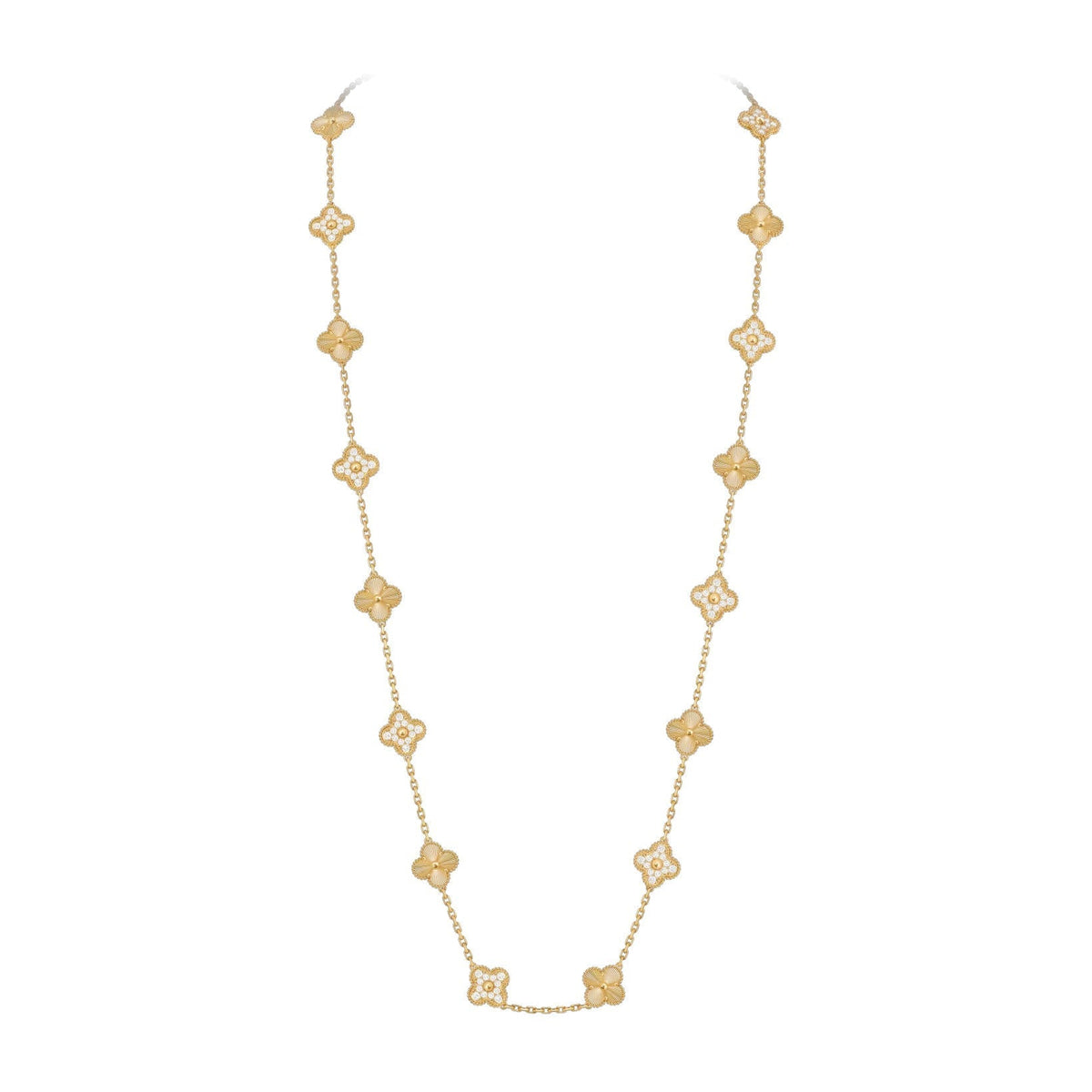 [Limara]CLASSIC 20-MOTIF LUCKY CLOVER LONG NECKLACE GOLD COLLECTION