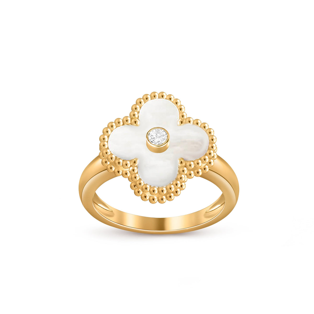[Limara]LUCKY CLOVER DIAMOND-ACCENT GOLD RING COLLECTION