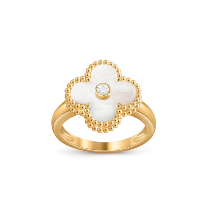 [Limara]LUCKY CLOVER DIAMOND-ACCENT GOLD RING COLLECTION