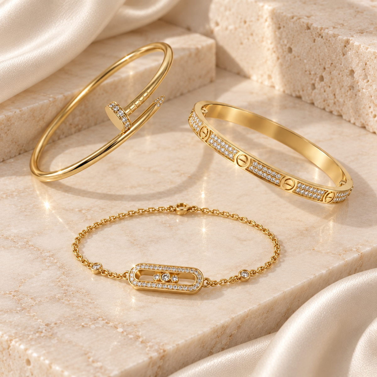 [Limara] LOVE & JUSTE Baby Move Diamond Bracelet Stack Set