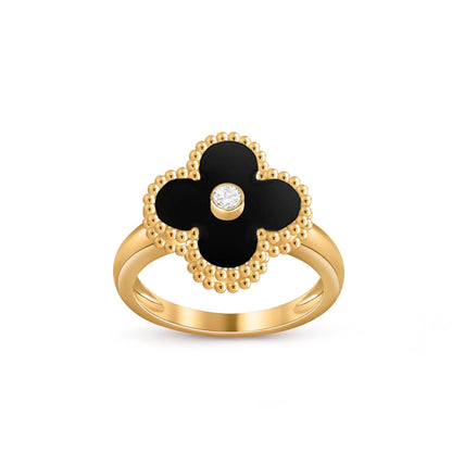 [Limara]LUCKY CLOVER DIAMOND-ACCENT GOLD RING COLLECTION