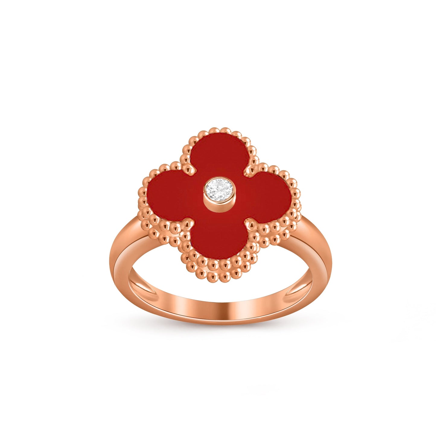 [Limara]LUCKY CLOVER DIAMOND-ACCENT ROSE GOLD RING COLLECTION