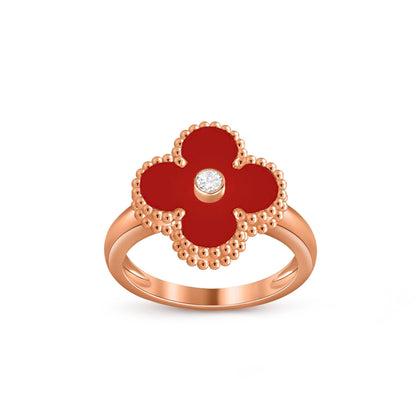 [Limara]LUCKY CLOVER DIAMOND-ACCENT ROSE GOLD RING COLLECTION