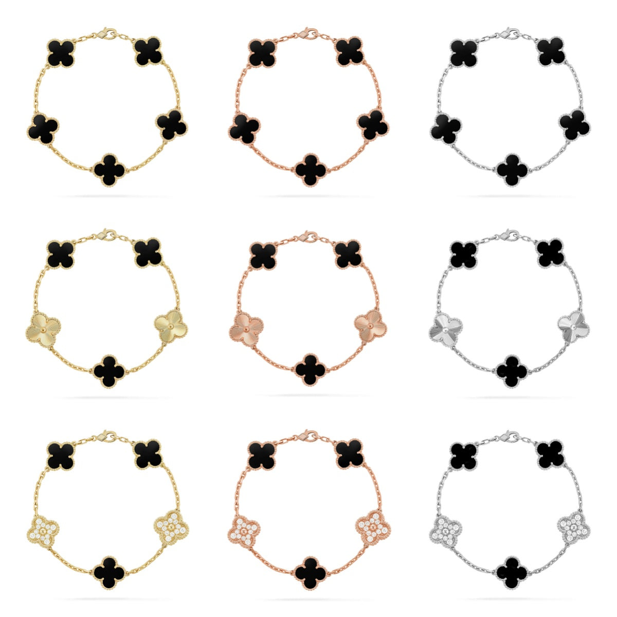 [Limara]  CLOVER 5 MOTIF ONYXS BRACELET COLLECTION