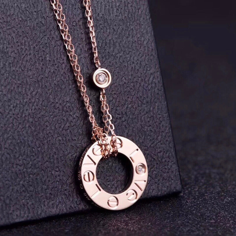 [Limara] LOVE NECKLACE 16MM 2 DIAMONDS