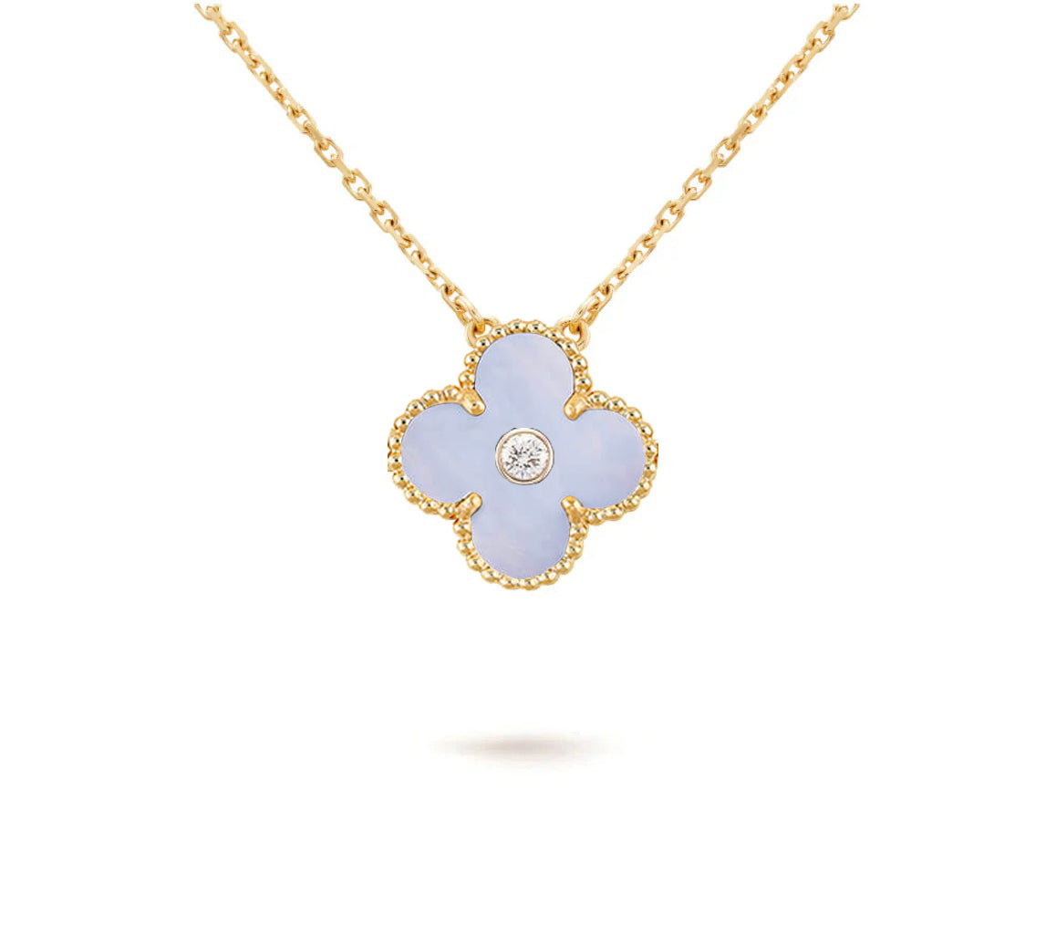 [Limara]15MM CLOVER FLOWER DIAMOND PENDANT NECKLACE COLLECTION