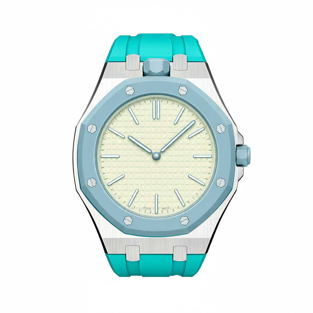 [Limara]OAK POP SKY BLUE STEEL SILICONE STRAP