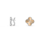 [Limara]15MM CLOVER FLOWER STUD EARRINGS DIAMOND-WHITE GOLD COLLECTION
