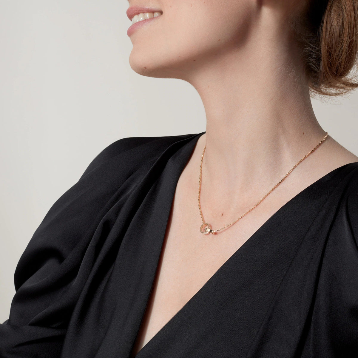 [Limara] LOVE DOUBLE RING HALF DIAMOND NECKLACE