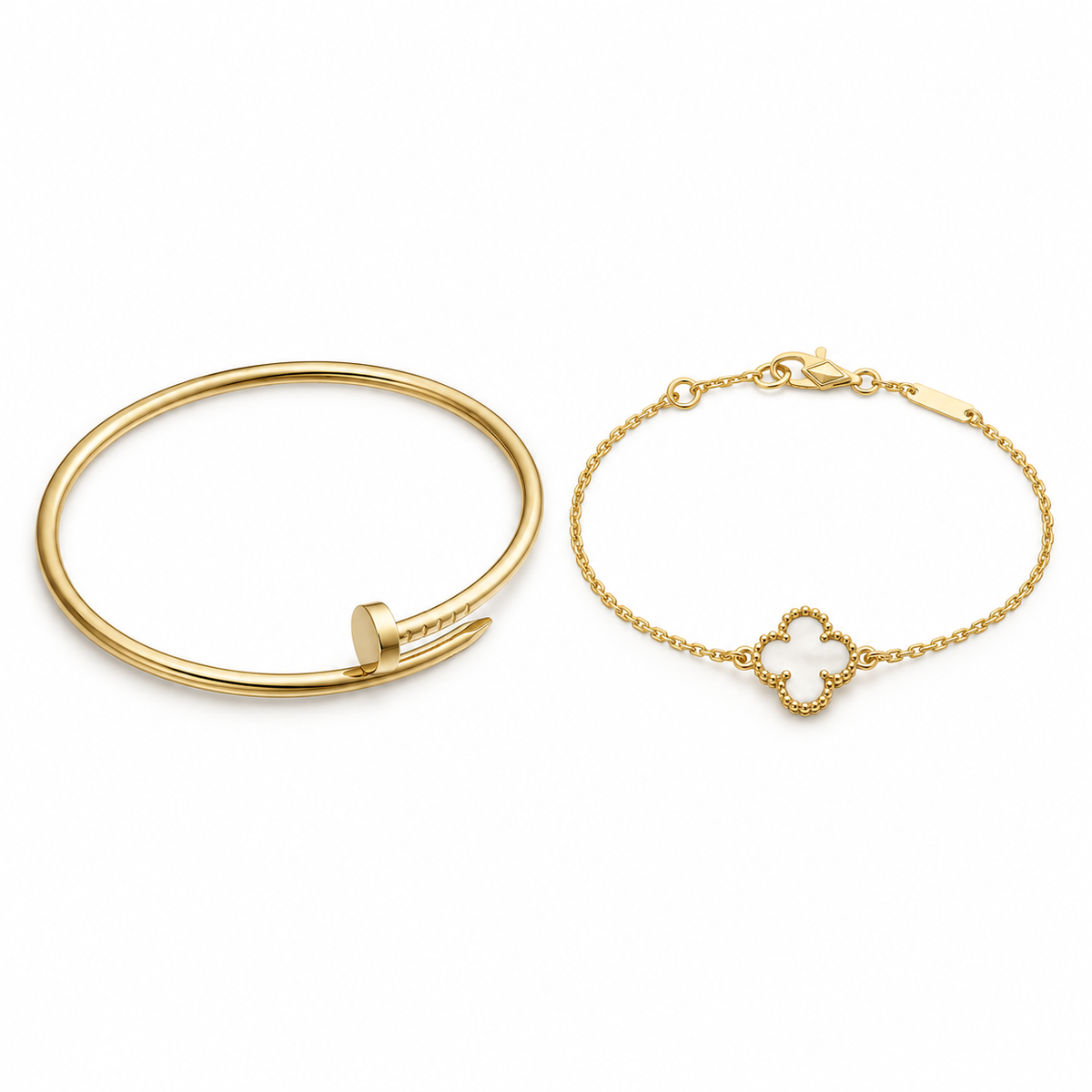 [Limara] Clover White Mother-of-Pearl & JUSTE Bracelet Stack Set