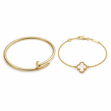 [Limara] Clover White Mother-of-Pearl & JUSTE Bracelet Stack Set
