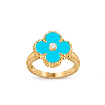 [Limara]LUCKY CLOVER DIAMOND-ACCENT GOLD RING COLLECTION