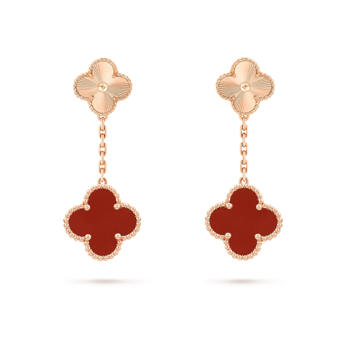 [Limara]CLOVER 2 MOTIF  LASER CARNELIAN EARRINGS