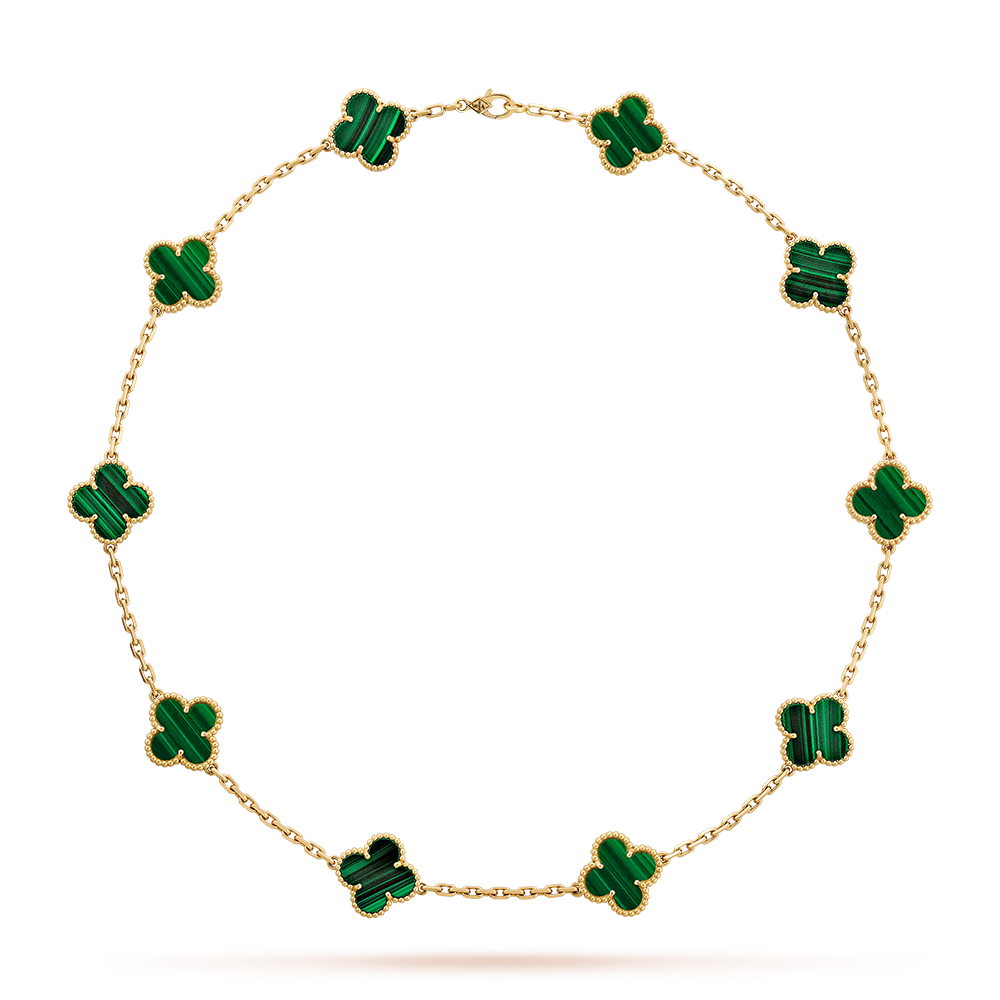 [Limara]CLOVER 10 MOTIFS MALACHITE NECKLACE