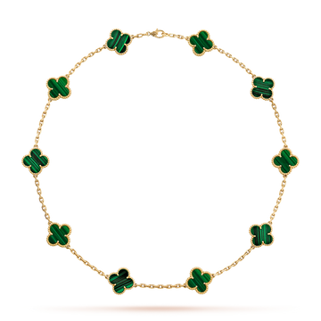 [Limara]CLOVER 10 MOTIFS MALACHITE NECKLACE
